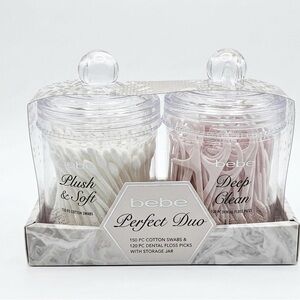 bebe Plush & Soft / Deep Clean Cotton Swabs and Floss Picks - White & Light Pink